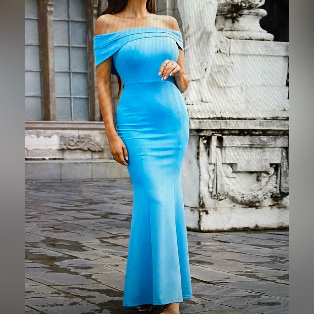 blue long formal dress